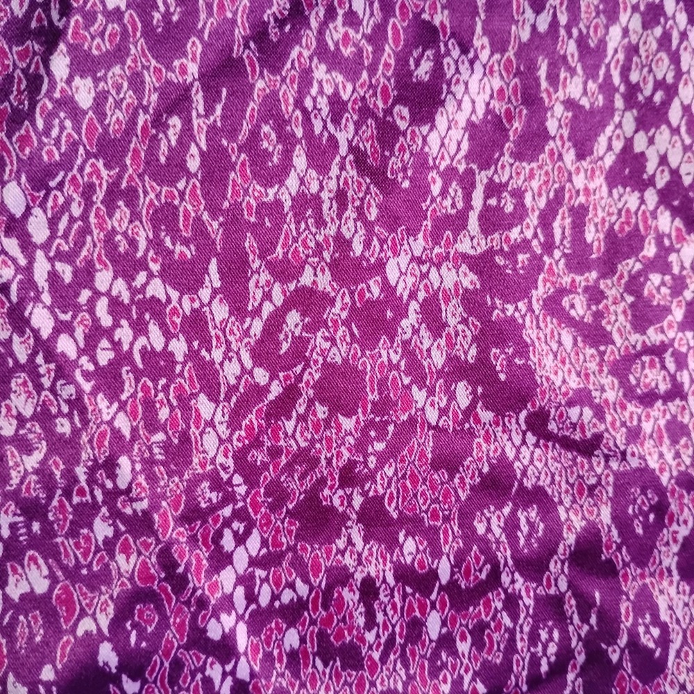 Belle Kim Gravel Top 3x Button Down Animal Print Satin Capsule Office Purple - Picture 12 of 13